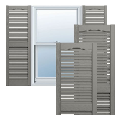 Lifetime Vinyl, Standard Cathedral Top Center Mullion, Open Louver Shutters, LL1S14X04300CL